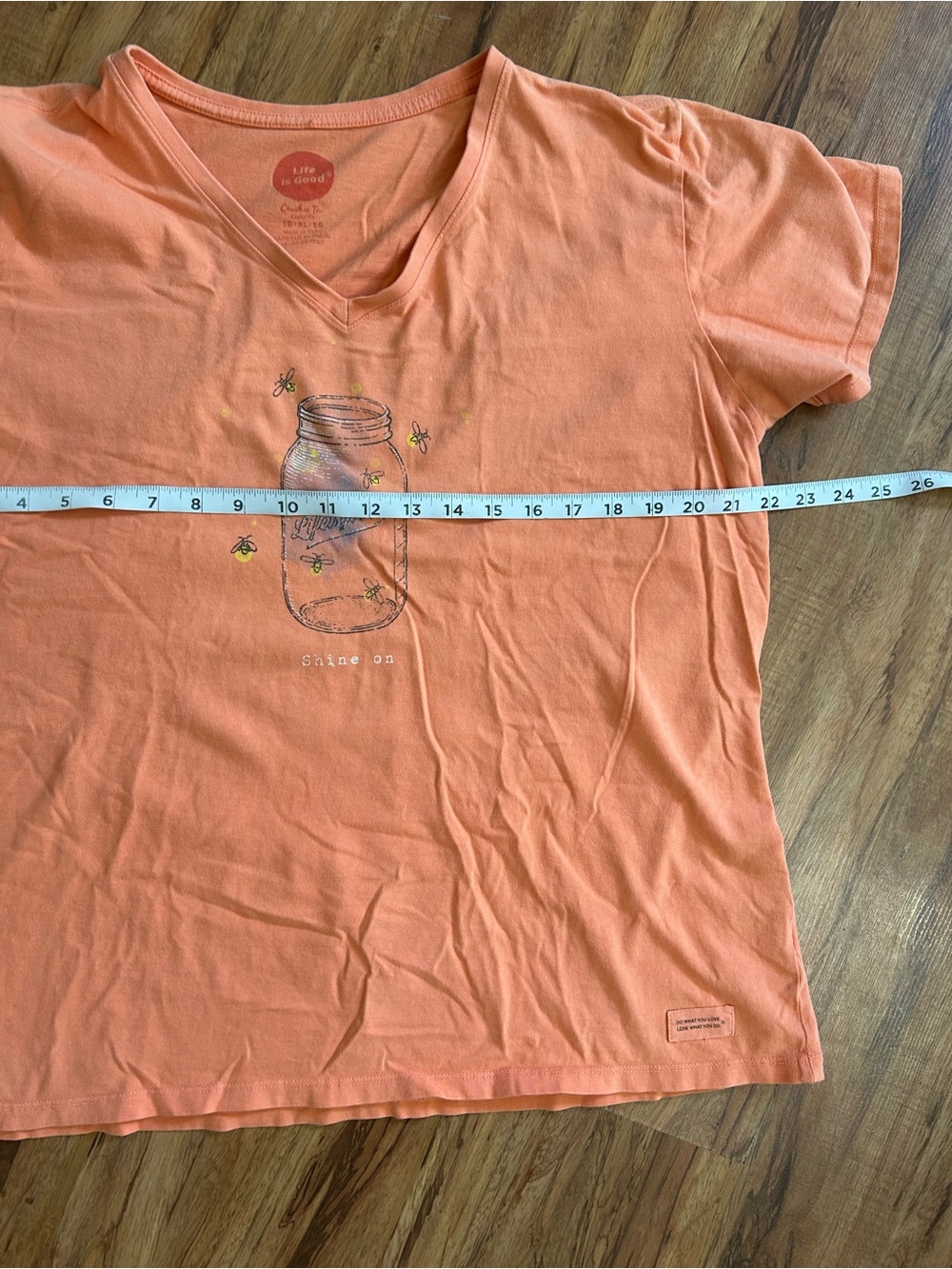 Life Is Good Shine On Mason Jar Classic Fit Crusher Vneck Tshirt Womens XL - Picture 7 of 8